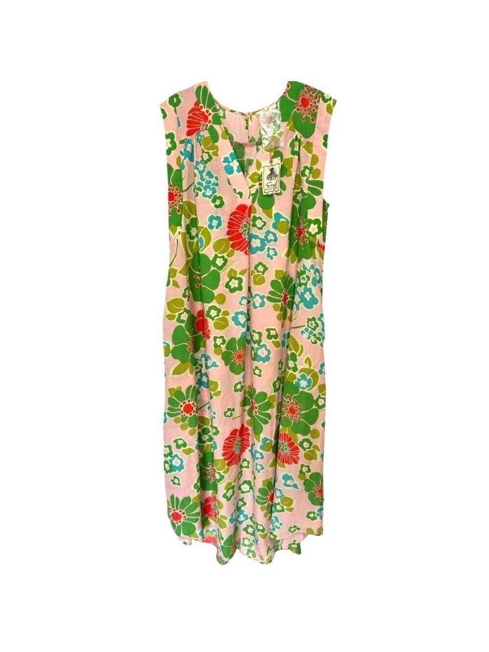 NWT Easel Los Angeles Sz L Floral Tropical Print Pink Blossom Maxi Dress NEW
